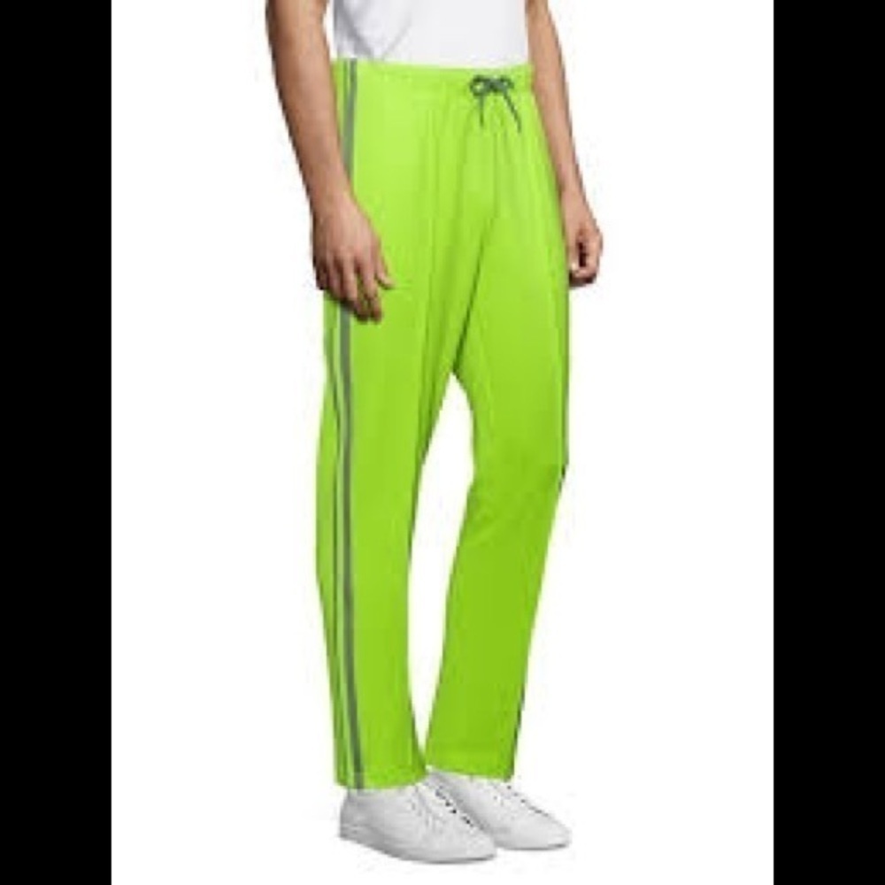 OVADIA & SONS  TRACK PANTS MEN'S BALL - Neon green w/gray stripes- Medium
